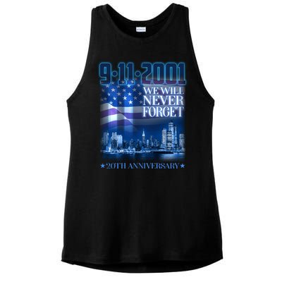 We Will Never Forget 9112021 20th Anniversary Ladies PosiCharge Tri-Blend Wicking Tank