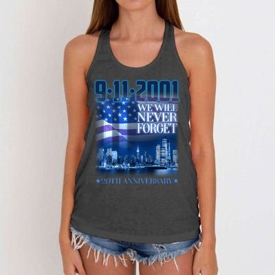 We Will Never Forget 9112021 20th Anniversary Women's Knotted Racerback Tank