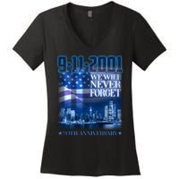 We Will Never Forget 9112021 20th Anniversary Women's V-Neck T-Shirt