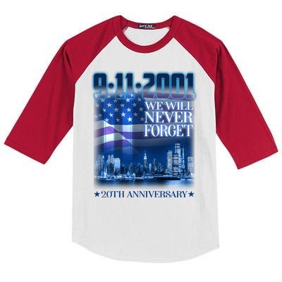 We Will Never Forget 9112021 20th Anniversary Kids Colorblock Raglan Jersey