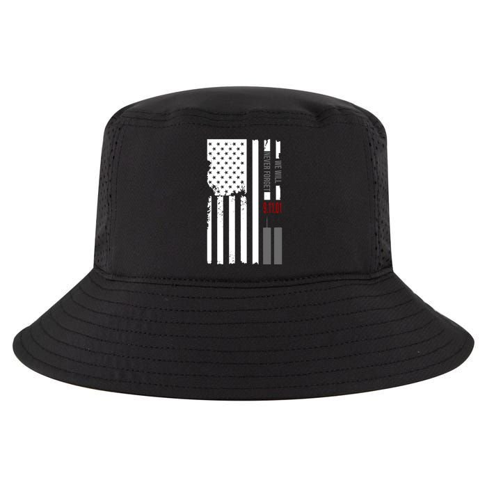 We Will Never Forget 9.11.01 USA Flag Cool Comfort Performance Bucket Hat