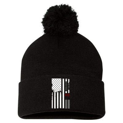 We Will Never Forget 9.11.01 USA Flag Pom Pom 12in Knit Beanie