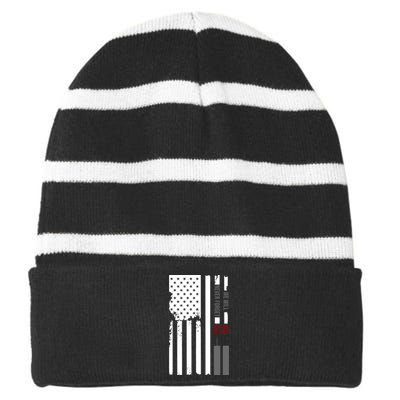 We Will Never Forget 9.11.01 USA Flag Striped Beanie with Solid Band