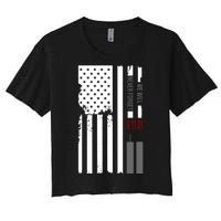 We Will Never Forget 9.11.01 USA Flag Women's Crop Top Tee