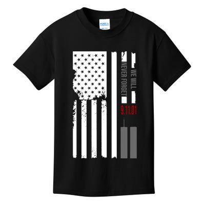 We Will Never Forget 9.11.01 USA Flag Kids T-Shirt