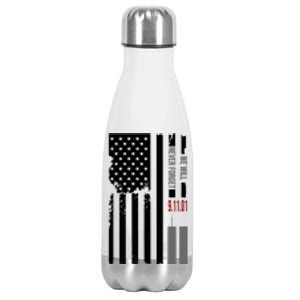 We Will Never Forget 9.11.01 USA Flag Stainless Steel Insulated Water Bottle