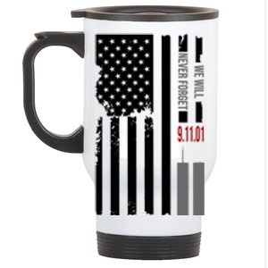 We Will Never Forget 9.11.01 USA Flag Stainless Steel Travel Mug