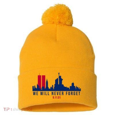 We Will Never Forget 09.11.01 September 11th 2001 Pom Pom 12in Knit Beanie