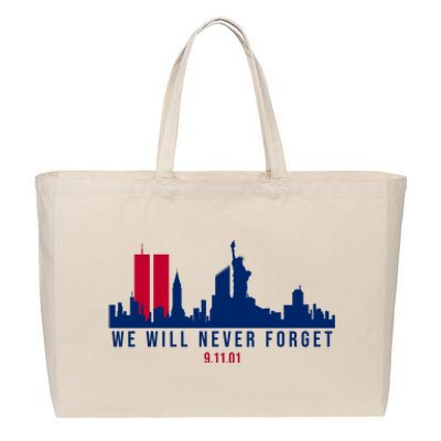 We Will Never Forget 09.11.01 September 11th 2001 Cotton Canvas Jumbo Tote