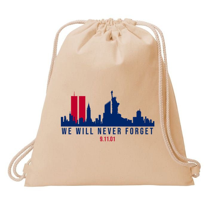We Will Never Forget 09.11.01 September 11th 2001 Drawstring Bag