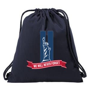 We Will Never Forget 09.11.01 Statue Of Liberty Drawstring Bag