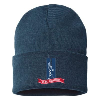 We Will Never Forget 09.11.01 Statue Of Liberty Sustainable Knit Beanie