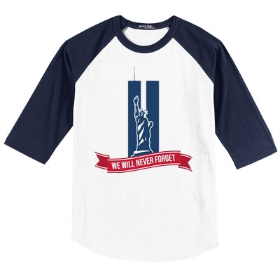 We Will Never Forget 09.11.01 Statue Of Liberty Baseball Sleeve Shirt