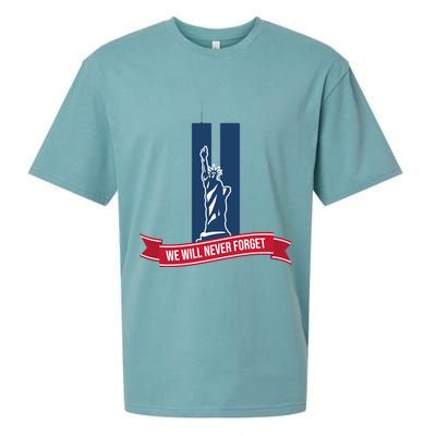 We Will Never Forget 09.11.01 Statue Of Liberty Sueded Cloud Jersey T-Shirt