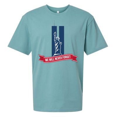 We Will Never Forget 09.11.01 Statue Of Liberty Sueded Cloud Jersey T-Shirt