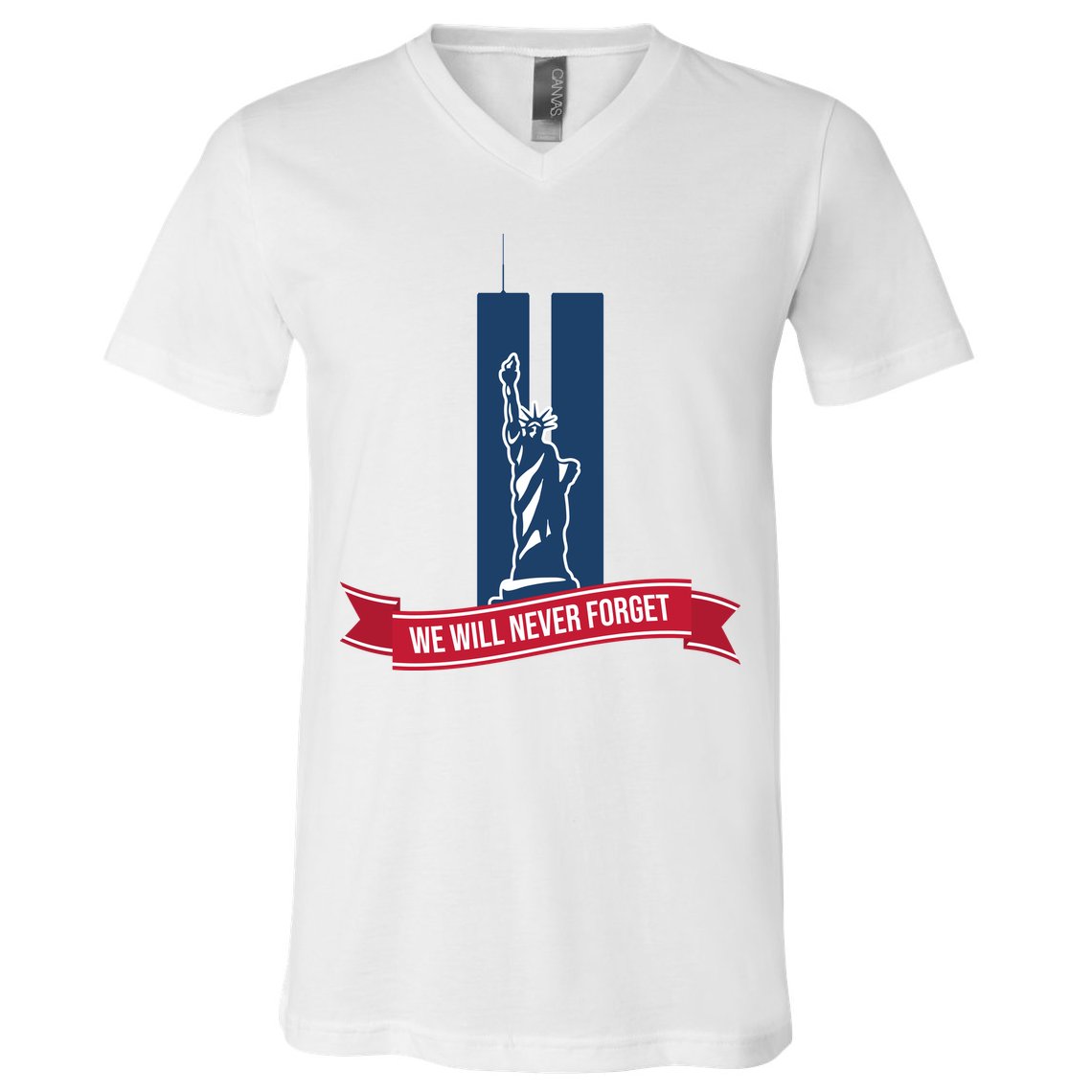 We Will Never Forget 09.11.01 Statue Of Liberty V-Neck T-Shirt