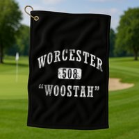 Worcester Woostah Nickname 508 Vintage Area Code Golf Towel