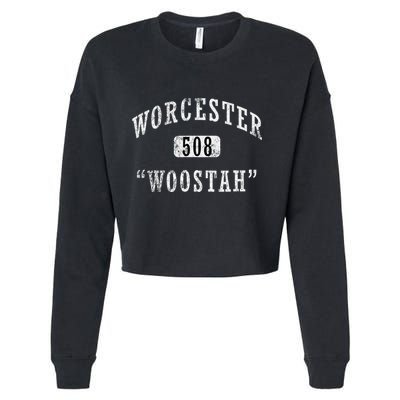 Worcester Woostah Nickname 508 Vintage Area Code Cropped Pullover Crew