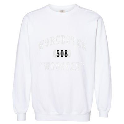 Worcester Woostah Nickname 508 Vintage Area Code Garment-Dyed Sweatshirt