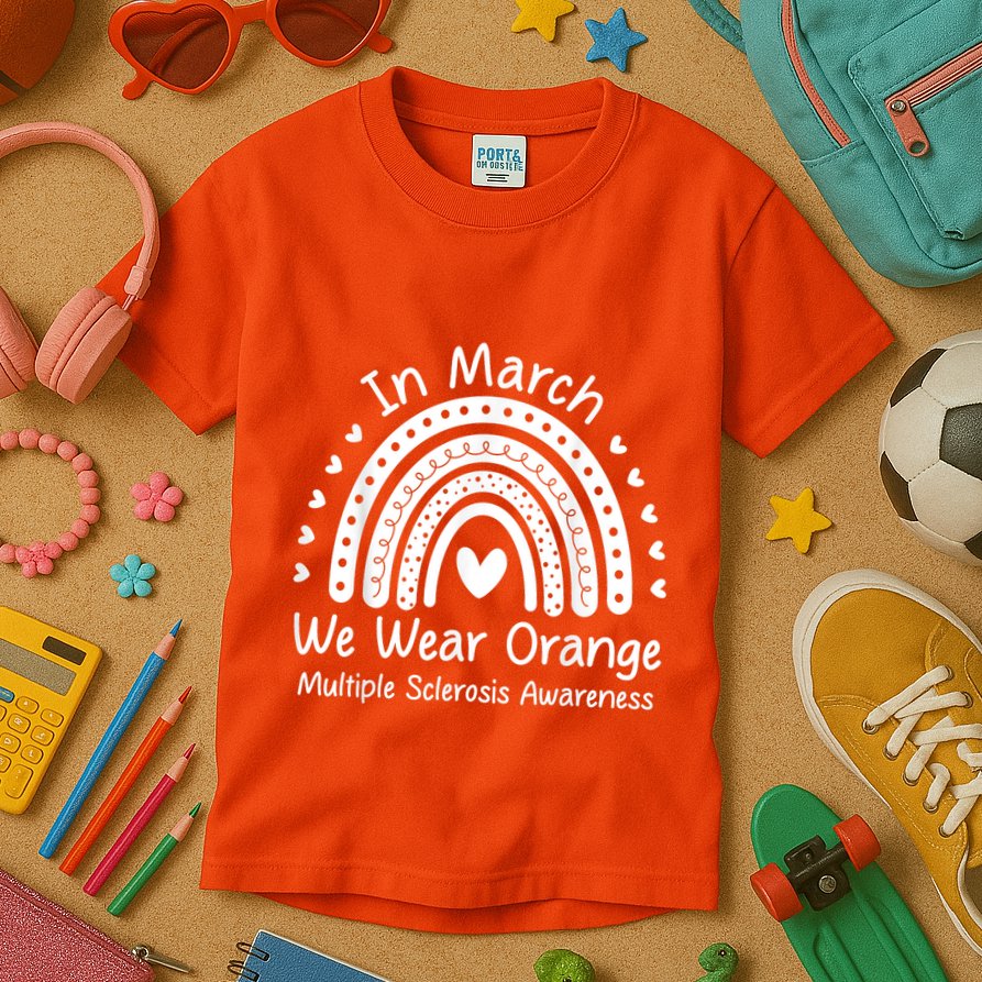 We Wear Orange Multiple Sclerosis Awareness Ms Month Kids T-Shirt
