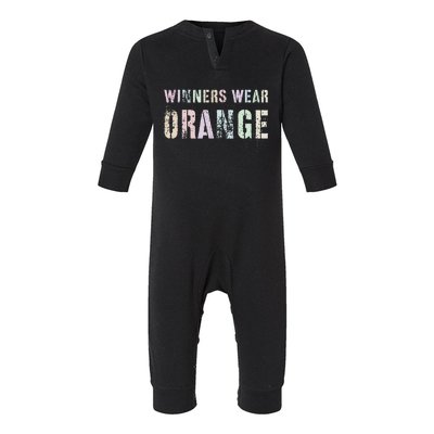 WINNERS WEAR ORANGE Summer Camp Team Color War Game Event Infant Fleece One Piece