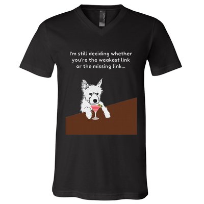 Westie “Weakest Or Missing Link” Insult Graphic V-Neck T-Shirt