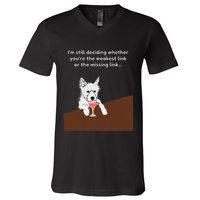 Westie “Weakest Or Missing Link” Insult Graphic V-Neck T-Shirt