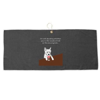 Westie “Weakest Or Missing Link” Insult Graphic Large Microfiber Waffle Golf Towel
