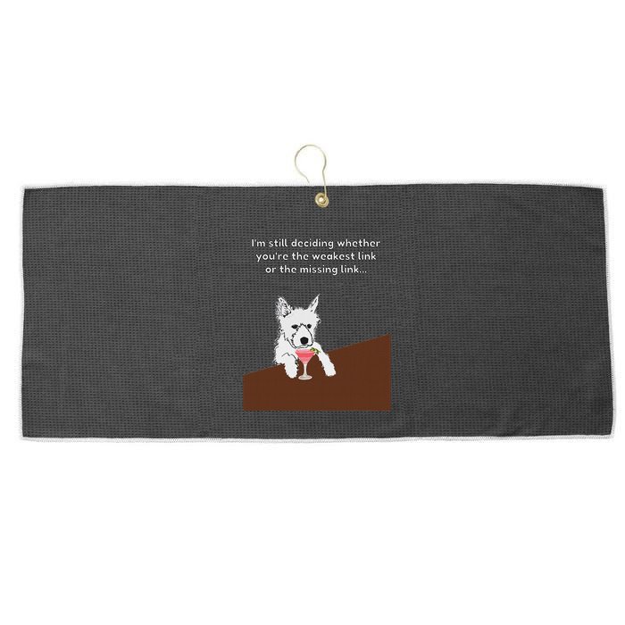 Westie “Weakest Or Missing Link” Insult Graphic Large Microfiber Waffle Golf Towel