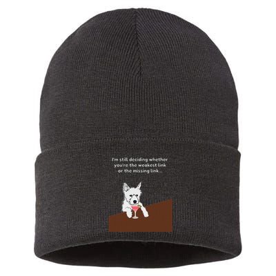 Westie “Weakest Or Missing Link” Insult Graphic Sustainable Knit Beanie