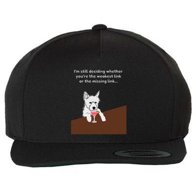 Westie “Weakest Or Missing Link” Insult Graphic Wool Snapback Cap