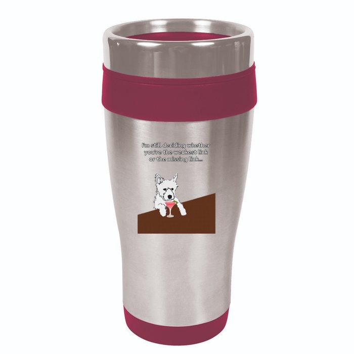 Westie “Weakest Or Missing Link” Insult Graphic 16oz Travel Tumbler