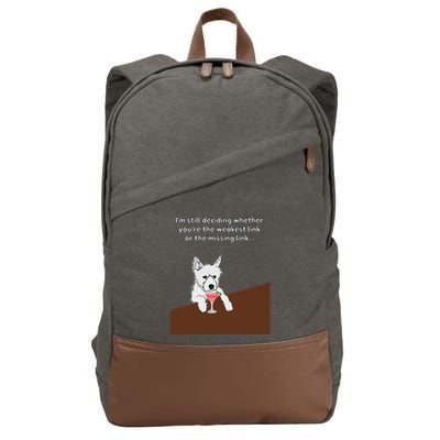 Westie “Weakest Or Missing Link” Insult Graphic Cotton Canvas Backpack