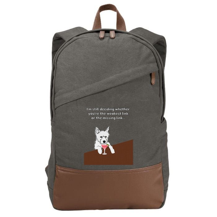 Westie “Weakest Or Missing Link” Insult Graphic Cotton Canvas Backpack