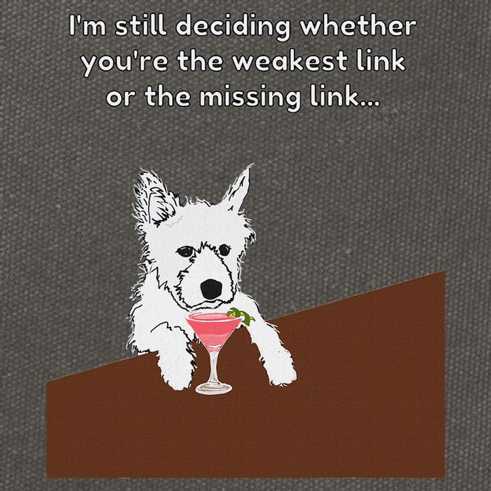 Westie “Weakest Or Missing Link” Insult Graphic Cotton Canvas Backpack