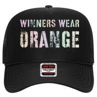 WINNERS WEAR ORANGE Summer Camp Team Color War Game Event High Crown Mesh Back Trucker Hat