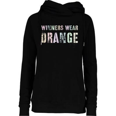 WINNERS WEAR ORANGE Summer Camp Team Color War Game Event Womens Funnel Neck Pullover Hood