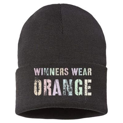 WINNERS WEAR ORANGE Summer Camp Team Color War Game Event Sustainable Knit Beanie