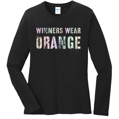 WINNERS WEAR ORANGE Summer Camp Team Color War Game Event Ladies Long Sleeve Shirt