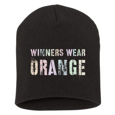 WINNERS WEAR ORANGE Summer Camp Team Color War Game Event Short Acrylic Beanie