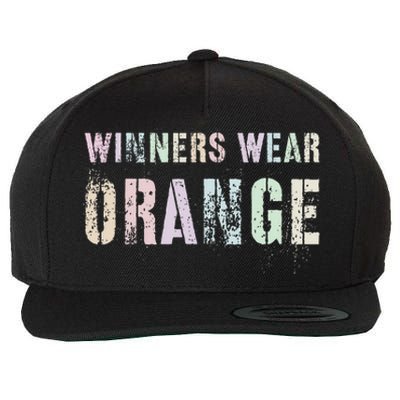 WINNERS WEAR ORANGE Summer Camp Team Color War Game Event Wool Snapback Cap