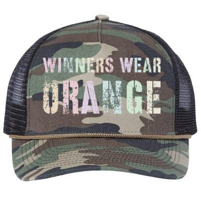 WINNERS WEAR ORANGE Summer Camp Team Color War Game Event Retro Rope Trucker Hat Cap