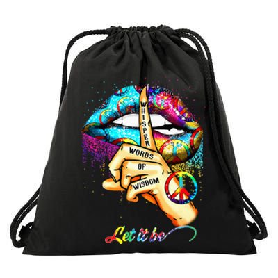 Whisper Words Of Wisdom Let Peace Let Peace Signal Let It Be Drawstring Bag