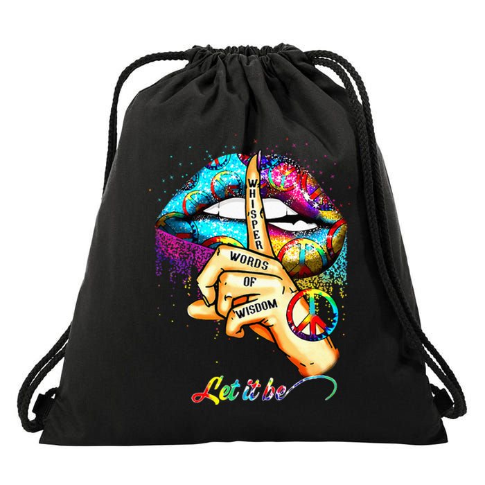 Whisper Words Of Wisdom Let Peace Let Peace Signal Let It Be Drawstring Bag