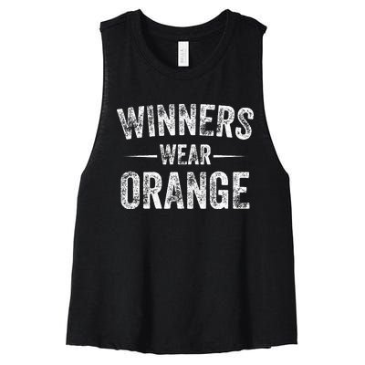 Winners Wear Orange Team Orange Game Competition Color War Women's Racerback Cropped Tank