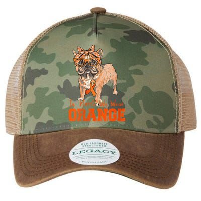 We Wear Orange Frenchie Dog Multiple Sclerosis Awareness Legacy Tie Dye Trucker Hat