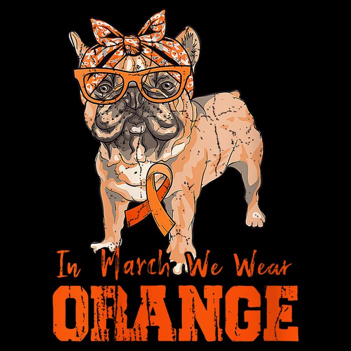 We Wear Orange Frenchie Dog Multiple Sclerosis Awareness Drawstring Bag