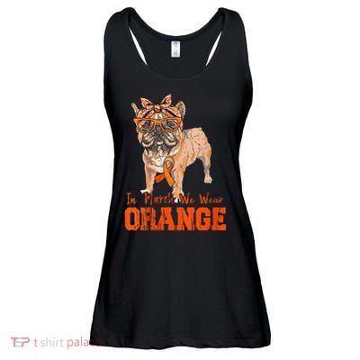 We Wear Orange Frenchie Dog Multiple Sclerosis Awareness Ladies Essential Flowy Tank