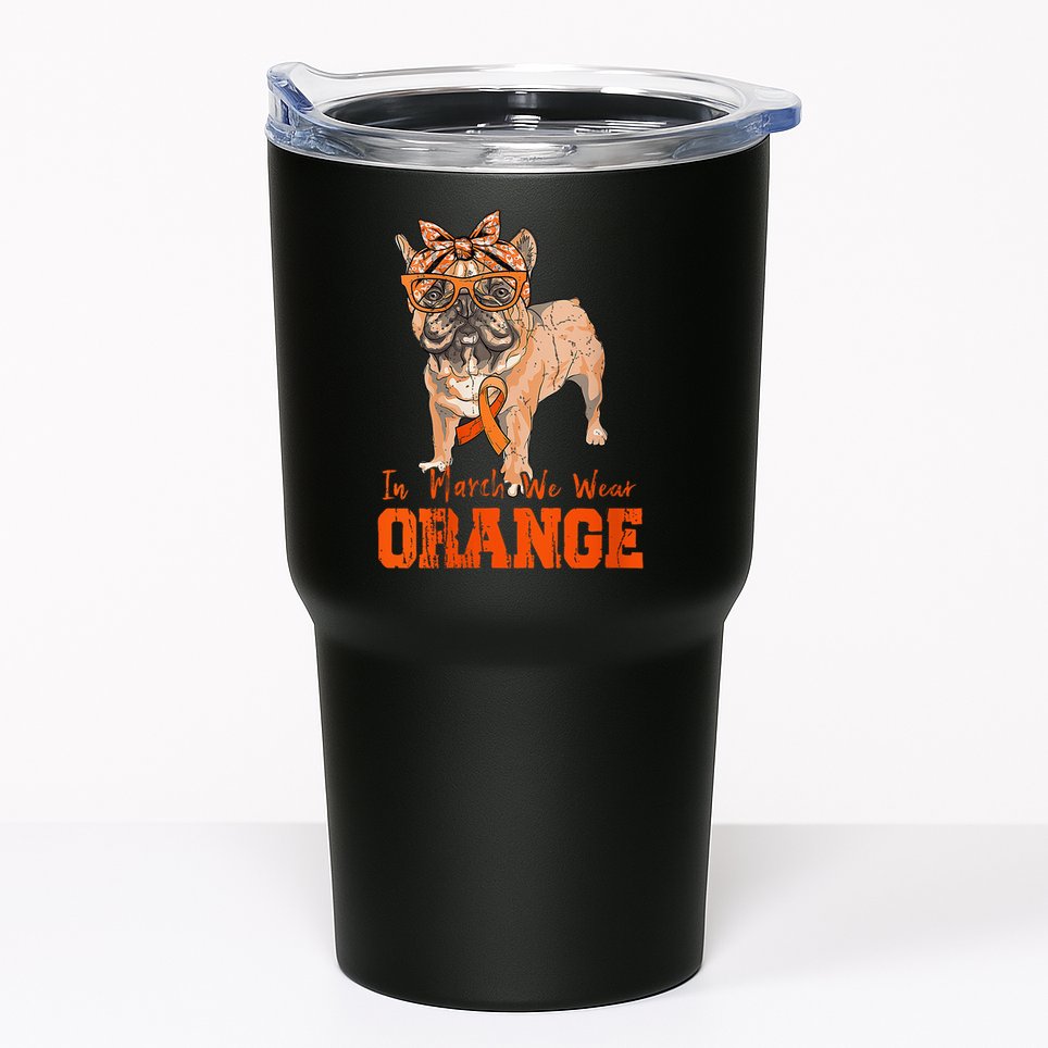 We Wear Orange Frenchie Dog Multiple Sclerosis Awareness Tumbler