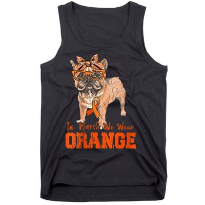We Wear Orange Frenchie Dog Multiple Sclerosis Awareness Tank Top